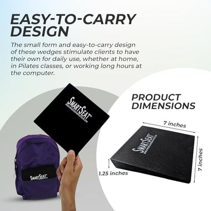 SmartSeat Wedges for Back, Knee & Sit Bone Support Posture Correction Pain Relief and Comfort Ideal for Office Chairs, Home Seating, Yoga, Meditation and Pilates Practice, Small Foam Wedges Pack of 2