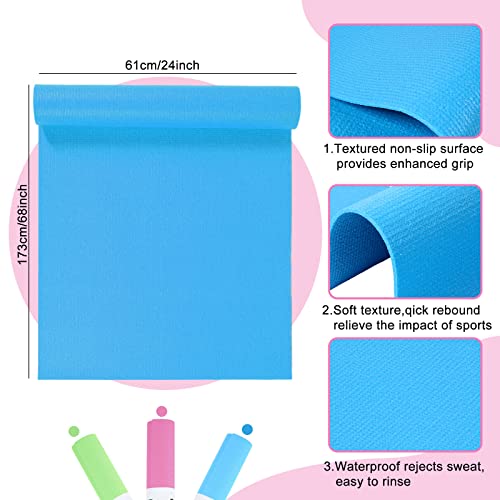 Amylove 12 Pieces Yoga Mats Bulk 68x24x0.12 Inch Exercise Non Slip Fitness Workout Mats for Women Men Home Workout Gym Yoga - color: Green, Pink, Light Blue