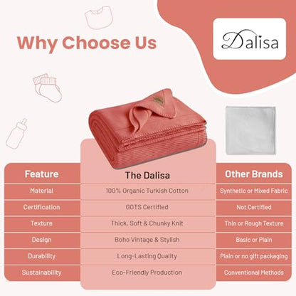 Dalisa Alina GOTS Organic Cotton Throw Blanket, Amberglow, 50x60 in - color: Amber Glow, size: 50x60