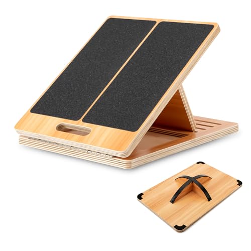 StrongTek Professional Wooden Balance and Adjustable Slant Board Set – Ideal for Core Strength, Stability, and Flexibility Training