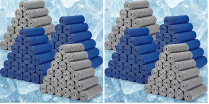BBTO 100 Pack Cooling Towel Bulk - color: Blue Gray, size: 32 x 12 Inch (Pack of 2)