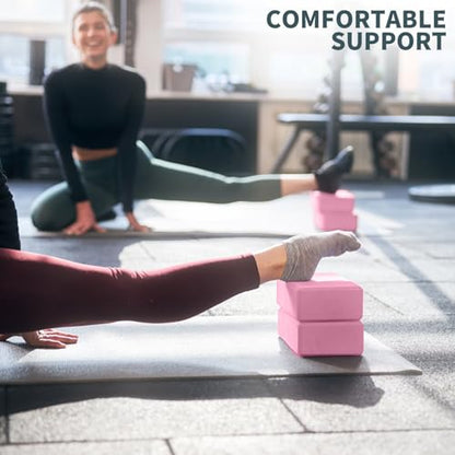 Yoga Blocks 2 Pcs, 9"x6"x3" Yoga Brick Foam Blocks EVA Foam Block Yoga Props Accessories for Yoga Pilates Stretching and Meditation - color: Pink