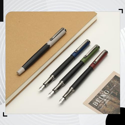PATIKIL Fountain Pen Medium Nib, Metal Fountain Pen Barrel Handcrafted Pen for Professional Office Journaling Gifts, Gray - color: Gray