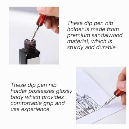 5Pcs Dip Pen Holder, Wood Comic Nib Holder, 5.91in Wooden Pen Nib Holder Wood Cartoon Comic Pen Nib Holder Comfortable Grip for Calligraphy Writing Signing, Cartooning Sketching - color: Red Wood Color