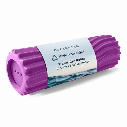 Oceanfoam Ripple Travel Foam Roller (11" x 3.35") Firm Mini Foam Roller for Physical Therapy, Deep Tissue Massage, Back Pain - High Density, Ergonomic Wave Textured - Yoga, Pilates, Exercise (Magenta) - color: Magenta