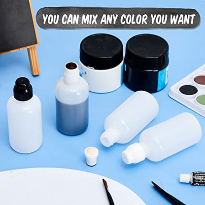 Tessco for you 4 Set 2 Ounce Empty Bingo Daubers Paint Squeeze Bottles for Paint Mop Dauber Bottle Refillable White Black Sponge Tip for Wooden Plastic Board Cloth Marker Pen