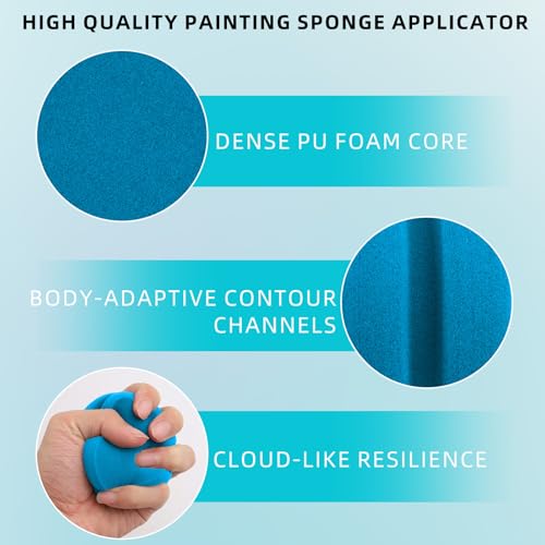4PCS Double-Side Round Paint Sponge Applicators - 3.1 Inch Blue Round Detail Sponges Painting Sponges for Acrylic Oil Watercolor Art & Car Waxing Kitchen Cleaning