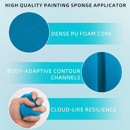 4PCS Double-Side Round Paint Sponge Applicators - 3.1 Inch Blue Round Detail Sponges Painting Sponges for Acrylic Oil Watercolor Art & Car Waxing Kitchen Cleaning