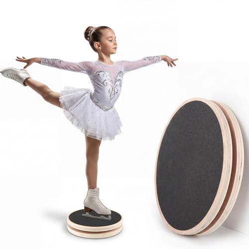 Wooden Figure Skating Spinner Board, 8 Inch Non Slip Ice Skate Pirouette Turning Board for Off Ice Spin Practice, Ballet, Gymnast, Cheerleader Balance Training Spin Disc