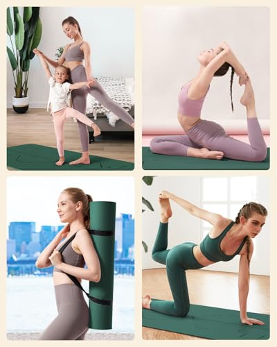 YOTTOY Yoga Mat, 72"x 32"x1/3" Extra Wide Non-Slip Exercise Fitness Yoga Mats,Eco-Friendly TPE Exercise Mats for Women Men Home Workout with Strap Bag - color: Modern
