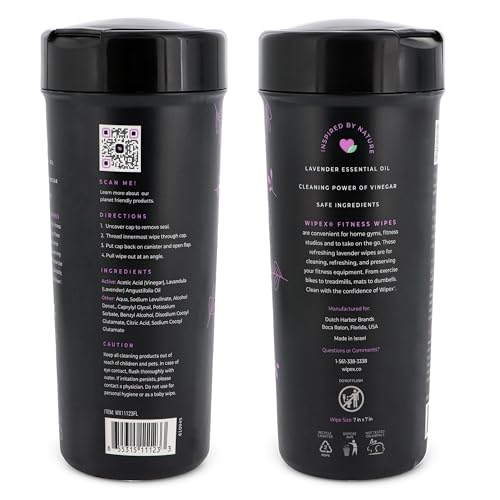 Wipex Yoga Mat Cleaner & Fitness Gym Wipes - Natural Lavender & Vinegar - 75 Count for Cleaning Yoga Mats, Spinning & Peloton Bikes, Weight Machines & Surfaces - 12 Pack Case - size: 75 Count (Pack of 12)