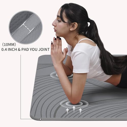 PAIDU Large Yoga Mat 72"x36"x10mm Non-Slip Exercise Mat for Home Gym Studio - color: Gray