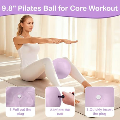 Hoedia Pilates Kit for Women, Pilates Equipment Ring and Ball Set - color: Purple