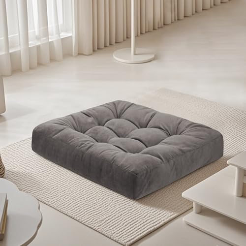 Meditation Floor Pillow 22×22 Inch 1 Pack Large Floor Cushions for Adults Square Tufted Corduroy Floor Pillows for Yoga Living Tatami Room Grey - color: Grey