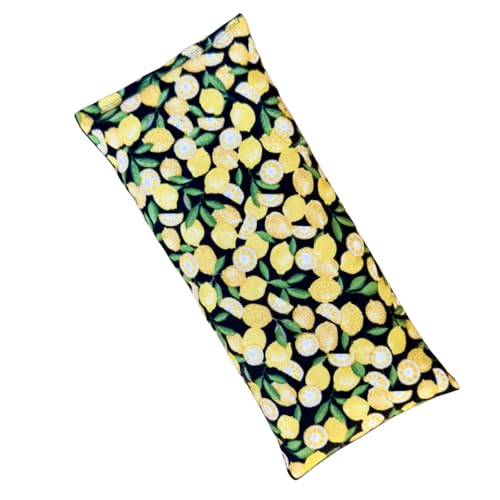 Eye Pillow for Yoga, Microwavable Moist Heat Eye Compress, Cold Pack, Weighted Pad for Relaxation or Meditation, Headache Migraine Relief (Black, Yellow) - color: Lemon