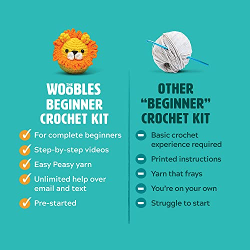 The Woobles Crochet Kit for Beginners (Kiki the Chick) | As seen on Shark Tank, Kit includes: Easy Peasy Yarn, pre-started piece, hook, safety eyes, stuffing, video tutorials - color: Kiki The Chick