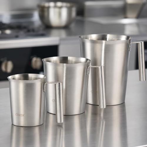 18/8 Stainless Steel Measuring Cup with Round Handle and Pour Spout, Heavy Duty Kitchen Food Prep Cup for Cooking, Baking, Coffee and Bar Use, 16 OZ (2 Cup, 500 ML) - color: Round Handle, size: 16 OZ (2 Cup, 500 ML)