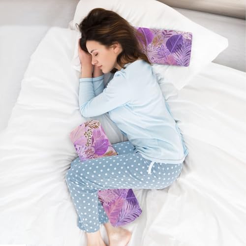 c Neck Roll Pillow Bolster Round Health Memory Foam Long Cervical Cylinder Pillows with Removable Washable Cover for Body Bed Legs Back Yoga - color: Boho Pink Leaf