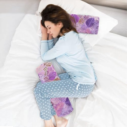 c Neck Roll Pillow Bolster Round Health Memory Foam Long Cervical Cylinder Pillows with Removable Washable Cover for Body Bed Legs Back Yoga - color: Boho Pink Leaf