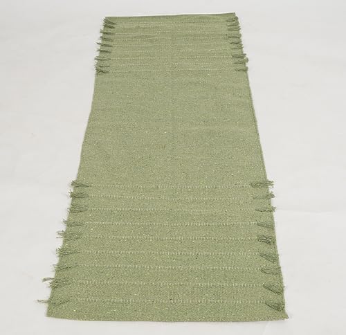 Indian Handmade 100% Organic Cotton Yoga Mat, Hand Woven Rug, Yoga Mat For Everyday Fitness at Home Comfortable Foldable Long Mat - color: Parrot Green