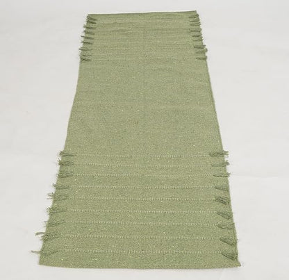 Indian Handmade 100% Organic Cotton Yoga Mat, Hand Woven Rug, Yoga Mat For Everyday Fitness at Home Comfortable Foldable Long Mat - color: Parrot Green