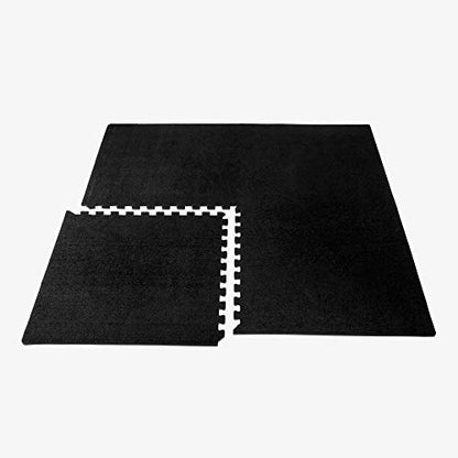 We Sell Mats 3/8 Inch Thick Interlocking Foam Carpet Tiles Durable Carpet Squares Anti Fatigue Support for Home Office or Classroom Use - color: Black, style: 24 Square Feet (6 Tiles)