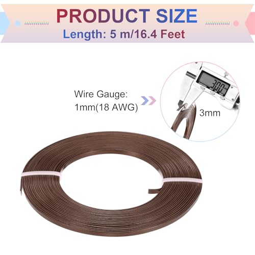 MECCANIXITY Aluminum Flat Wire, 3mm 18 Gauge Bendable Nose Wire Soft Craft Jewelry Wire for Jewelry Making Handmade Crafts DIY Bezel Sculpting, Coffee - color: Coffee