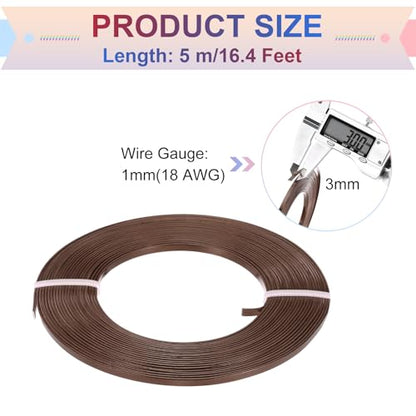 MECCANIXITY Aluminum Flat Wire, 3mm 18 Gauge Bendable Nose Wire Soft Craft Jewelry Wire for Jewelry Making Handmade Crafts DIY Bezel Sculpting, Coffee - color: Coffee