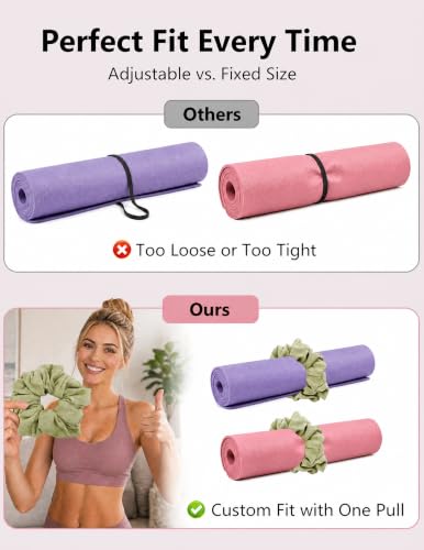 Yoga Mat Scrunchie Yoga Mat Strap Carrier Pilates Mat Holder | Holds Your Yoga Mat in Style, Adjustable & Stretchy Yoga Mat Band, Fits Most Standard Yoga Mats (mat not included),Yoga Gifts - color: Light Green