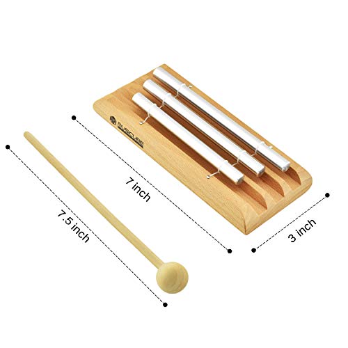 Meditation Chime with 3 Tone (C-E-G) Wooden Hand-held Chimes for Classroom Management, Yoga, Meeting and Sound Therapy, Chime Mallet Included - size: C-E-G-tone