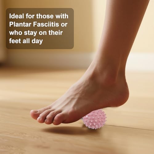 Soft Spiky Massage Balls- Muscle Massager Ball for Feet, Back, Neck, Muscles, Hands Massager Roller for Plantar Fasciitis, Foot Arch Trainer, Exercise, Physical Therapy - color: 1pink Spiky Ball