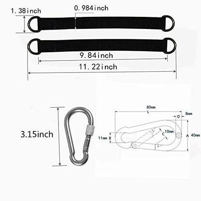 Tree Swing Strap Hanging Kit, 2 Pcs Short Straps, 9.84 inches | Hammock Straps, 2 Pcs Heavy Duty Hook Clasps, For Swing Hammocks Yoga Seat Sandbags, Gym Equipment Pulley System - color: 25cm straps with hook clasps