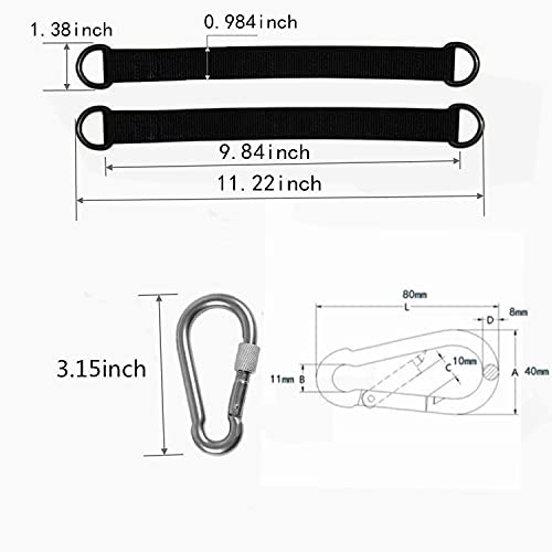 Tree Swing Strap Hanging Kit, 2 Pcs Short Straps, 9.84 inches | Hammock Straps, 2 Pcs Heavy Duty Hook Clasps, For Swing Hammocks Yoga Seat Sandbags, Gym Equipment Pulley System - color: 25cm straps with hook clasps