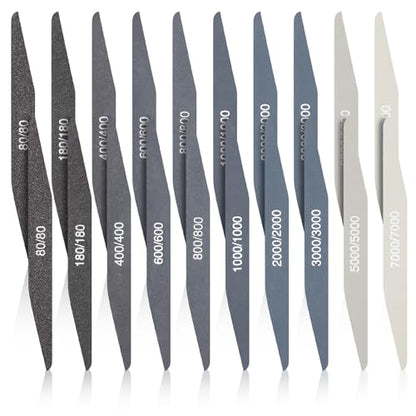 Honoson 20 Pcs Model Sanding Sticks,Low Grits Rating,Double Angle Shape | 3D Print Polishing Sticks, Assorted Grits, Plastic Metal Wood Modeling Polishing Tools for Finishing, Dual-sided Design - style: Double Angle Shape