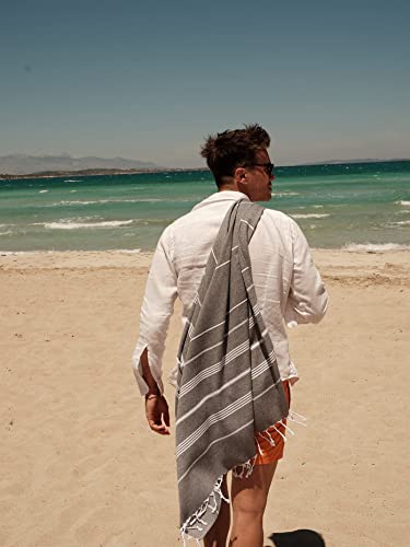 BAY LAUREL Turkish Beach Towel with Travel Bag 39 x 71 Quick Dry Sand Free Lightweight Large Oversized Towels Light - color: Lava With Yellow Floral Bag
