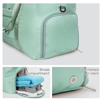 Ceneda 20" Gym Bag for Women with Wet Pocket & Shoe Compartment, Lightweight Duffel Waterproof Carry On Duffle for Travel, Yoga, Overnight (Mint Green) - color: Mint Green