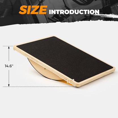 Wooden Rocker Balance Board for Adults Anti-Slip 350LBS Balance Trainer for Standing Desk, Physical Therapy & Core Strength – Durable Wooden Rocker Board for Office & Rehab - size: 180 degrees