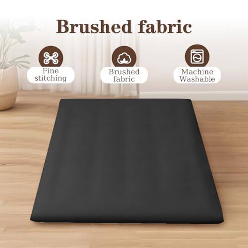 Zippered Japanese Floor Futon Mattress Cover Queen Size 82" L x 62" W Foldable Floor Mattress Washable Tatami Mattress Cover Black - color: Black, size: Queen