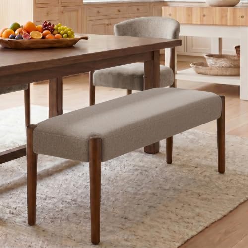 Usaint 42" End of Bed Bench with Wood Legs, Brown with Walnut Leg - color: Brown With Walnut Leg