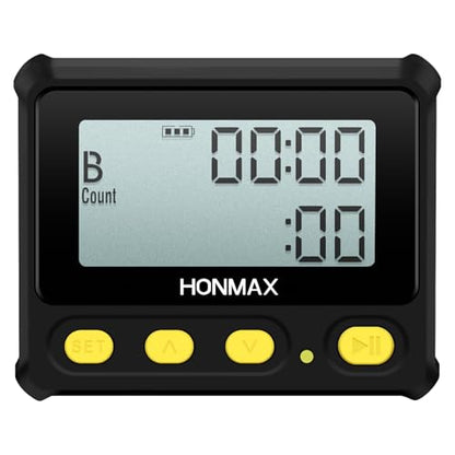 8200 Interval Timer and Stopwatch, Backlight, USB-C Charged, Clock - color: Black+yellow