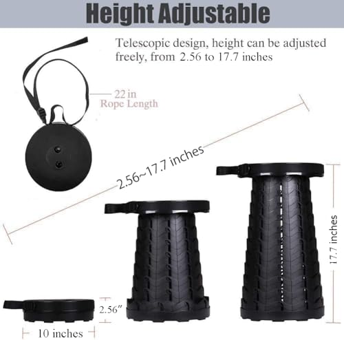 Fishboy Collapsible Stool for Adults, Portable Folding Camping Seat, 400lbs - color: Black