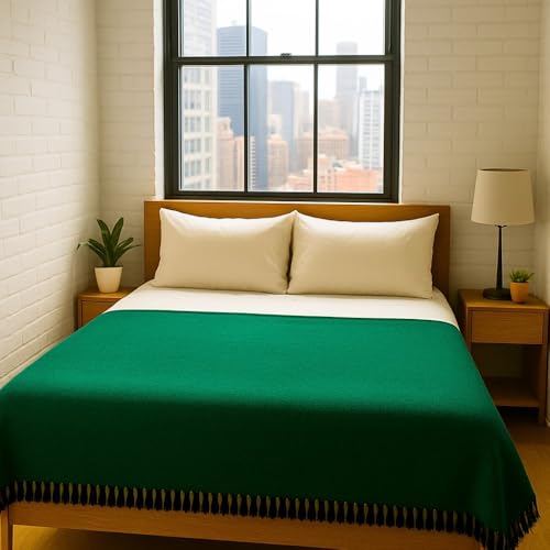 Open Road Goods Solid Color Mexican Yoga Blanket – Large Handwoven Throw for Yoga, Beach, Camping or Home – Soft and Durable Cotton Blend - color: Green Blanket