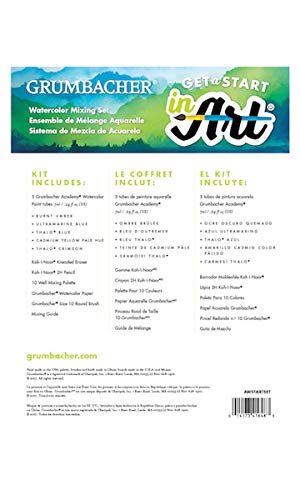 Grumbacher Academy Watercolor Get a Start in Art Set, Includes Watercolor Paper, Mixing Guide, Brush, Palette, Kneaded Eraser and More (AWSTARTSET)