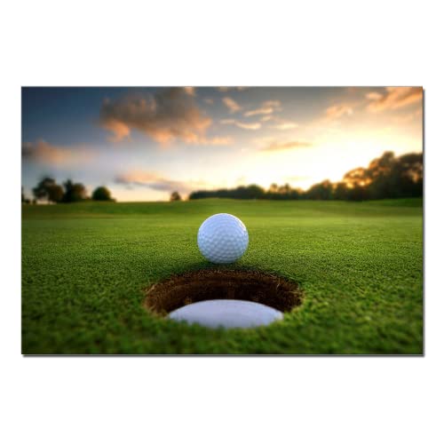 JXBYJP Sunset Landscape Golf Course Picture Living Room Wall Art Gym Decor | Sunrise Golfing Men Cave Sport Artwork for Office Bedroom Wall Decor Poster Print Framed 16x24inch - color: Golfing, size: 24"L x 16"W