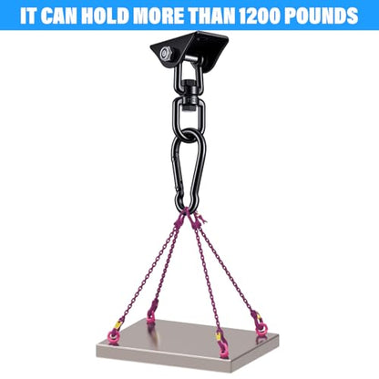 2 Pcs Swing Hanging Kit, Heavy Duty 2000 LB Capacity 360 Degree Rotating Hangers, Hardware for Porch Swing, Hammock, Chair, Yoga, Playground, Indoor and Outdoor Use, Black