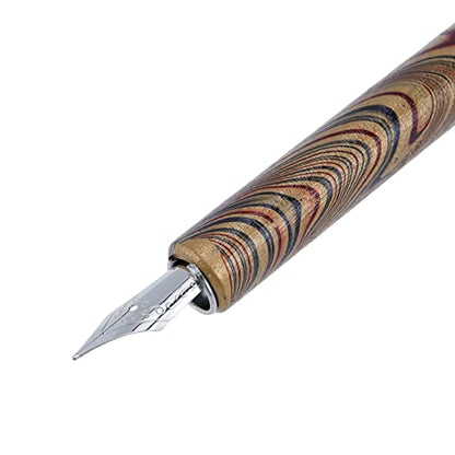Wooden Dip Pen Set for Calligraphy Writing Painting, Dark Gold | Drawing Dip Pen, with 7 Nibs