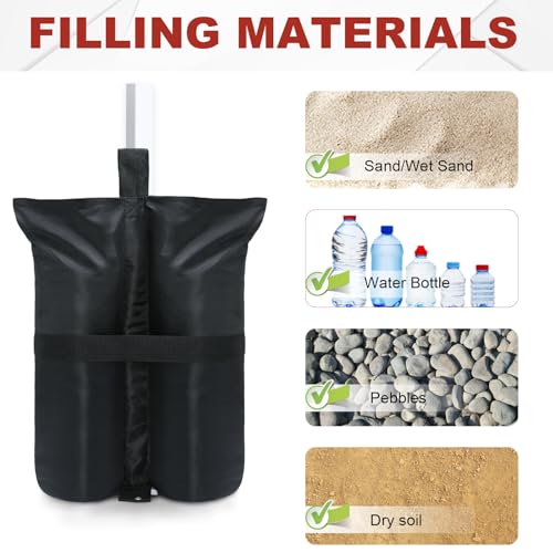 ABCCANOPY Canopy Weights 185 LBS Tent Sand Bags,4-Pack Black(No Sand) - color: Black, size: 185 LBS