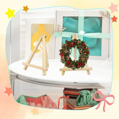 28 Pack 9 Inch Wooden Easel Stand Tabletop Wood Easels for Painting Portable Canvas Holder Art Craft Painting Easel Stand for Kids Students