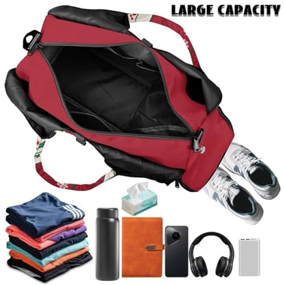 Yoga Gym Bag with Removable Adjustable Shoulder Strap, Shoe Compartment & Top Yoga Mat Holder 17.72x8.66x9.84in - color: Christmas Polynesian Print