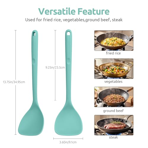 U-Taste Silicone Wok Spatula, 600ºF Heat Resistant Stir Fry Tool, Aqua Sky | 13.76" Long 3.63" Wide Wok Turner Cooking Utensils, Flexible Edge & Sturdy Core, Spatula Scoop for Non-Stick Pan Cast Iron - color: Aqua Sky
